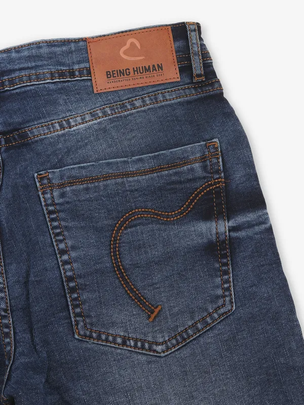 BEING HUMAN washed dark navy slim fit denim