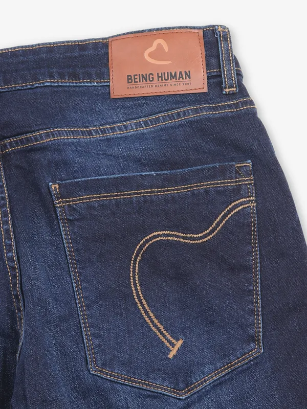 BEING HUMAN washed slim fit jeans in dark blue