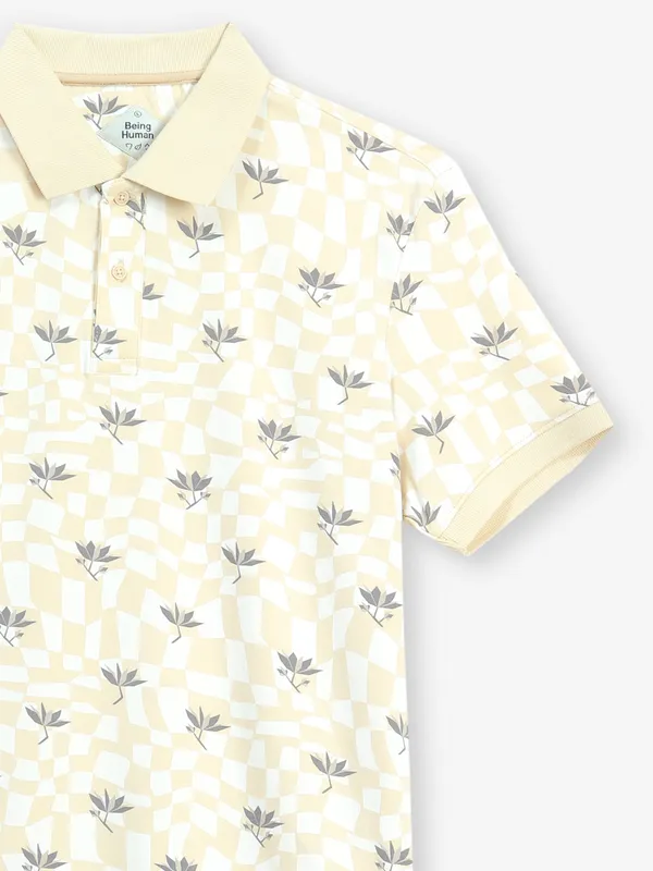 BEING HUMAN white and cream checks t-shirt