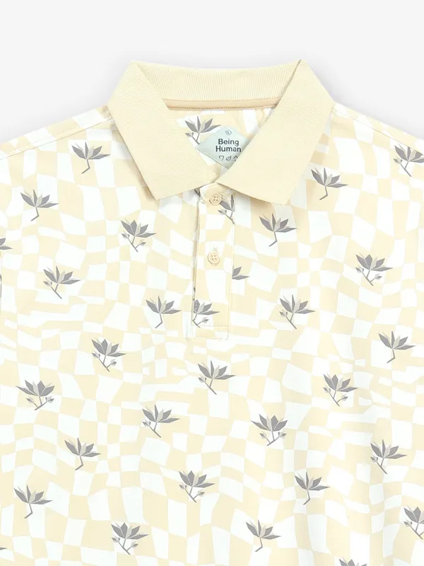 BEING HUMAN white and cream checks t-shirt