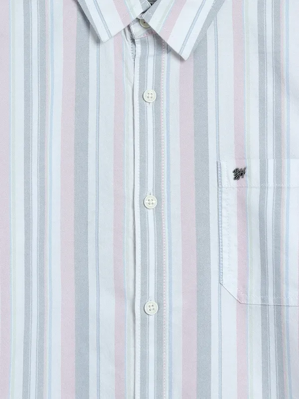 BEING HUMAN white and pink cotton shirt