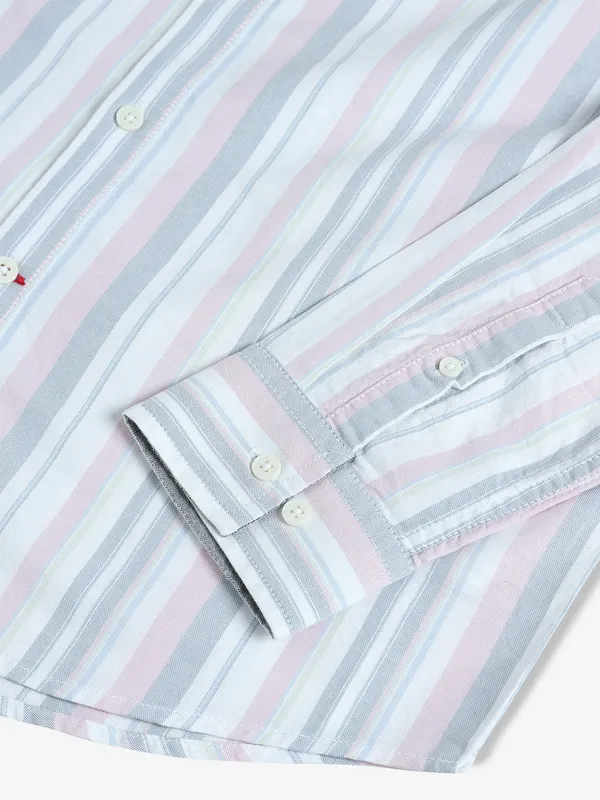 BEING HUMAN white and pink cotton shirt