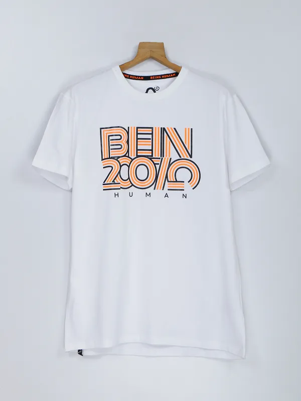 Being Human white cotton round neck t shirt