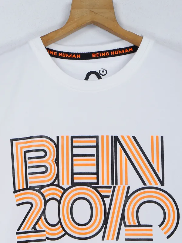 Being Human white cotton round neck t shirt