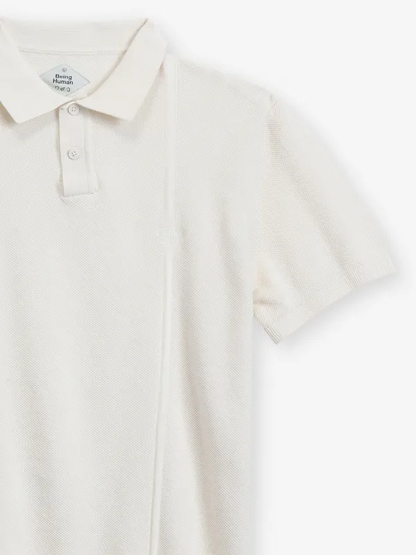 BEING HUMAN white cotton slim fit polo t-shirt