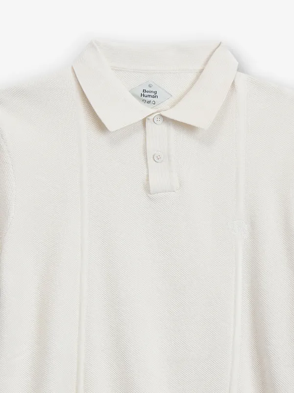 BEING HUMAN white cotton slim fit polo t-shirt