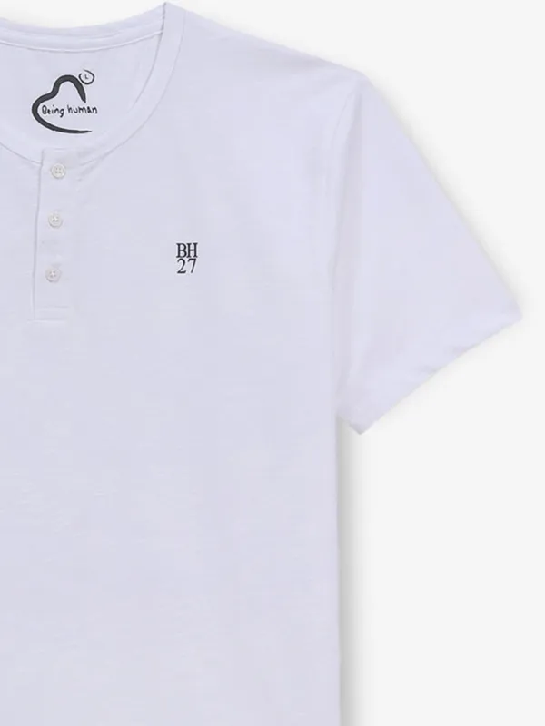 BEING HUMAN white plain cotton t-shirt