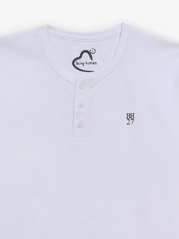 BEING HUMAN white plain cotton t-shirt