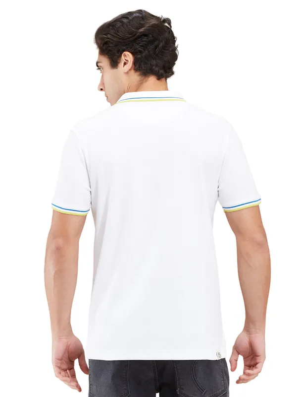 BEING HUMAN white plain cotton t-shirt for man