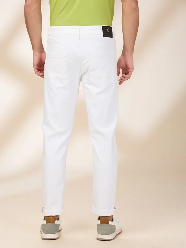 BEING HUMAN white slim tapered jeans for mens