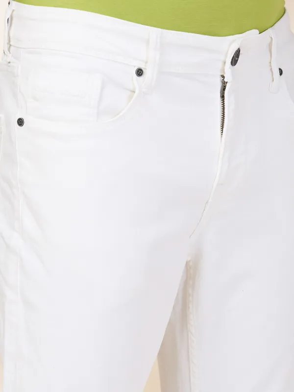 BEING HUMAN white slim tapered jeans for mens