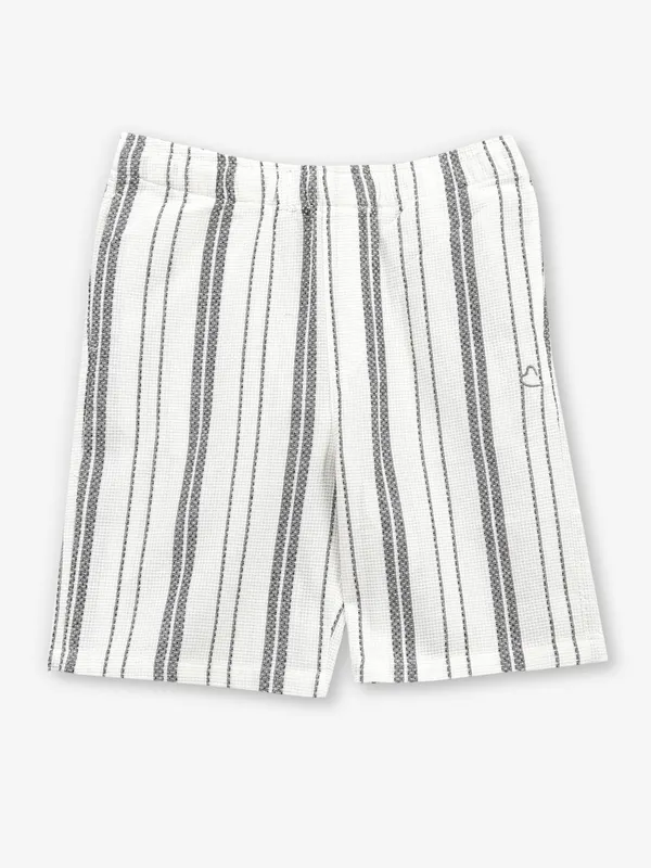 BEING HUMAN white stripe cotton shorts