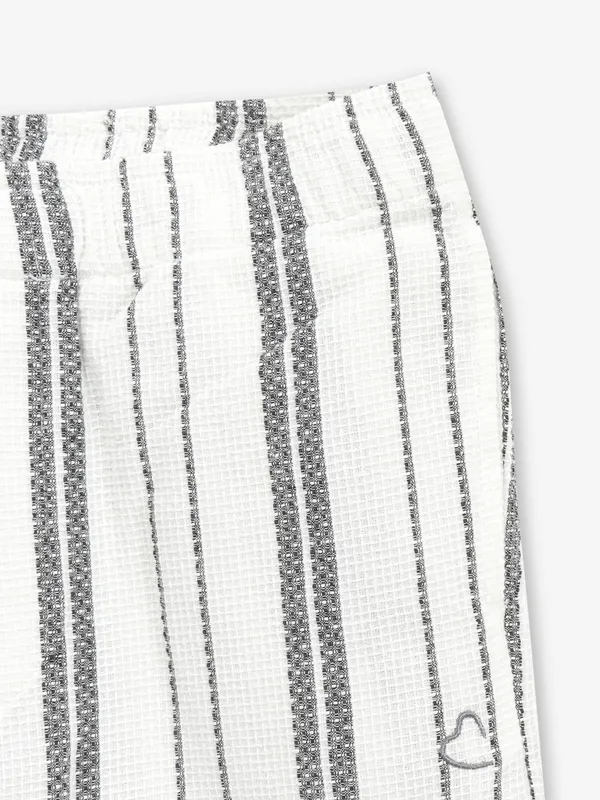 BEING HUMAN white stripe cotton shorts