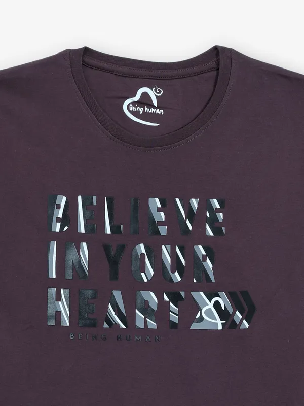 BEING HUMAN wine cotton t-shirt