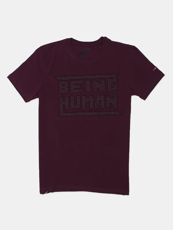 Being Human wine men printed slim fit t shirt