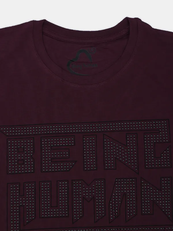 Being Human wine men printed slim fit t shirt
