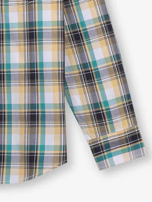 BEING HUMAN yellow and green checks shirt