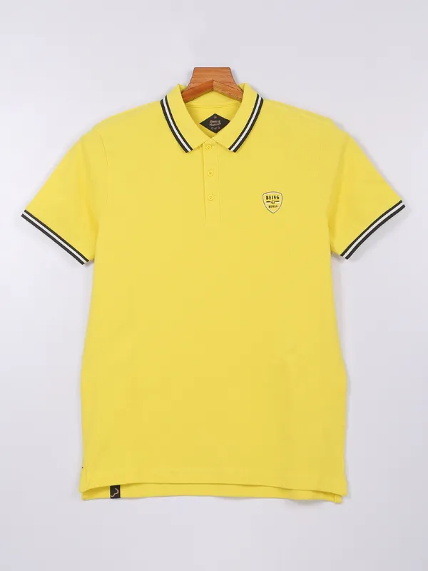 Being Human yellow cotton plain t shirt