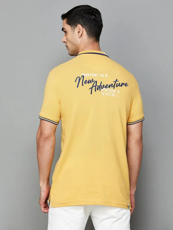 Being Human yellow printed polo t shirt