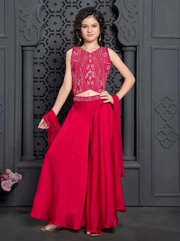 Beutiful red silk palazzo salwar suit