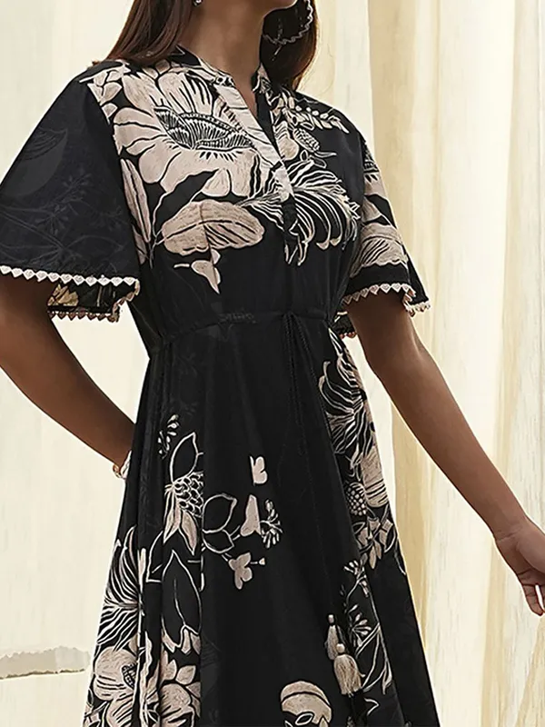 BIBA black printed georgette kurti
