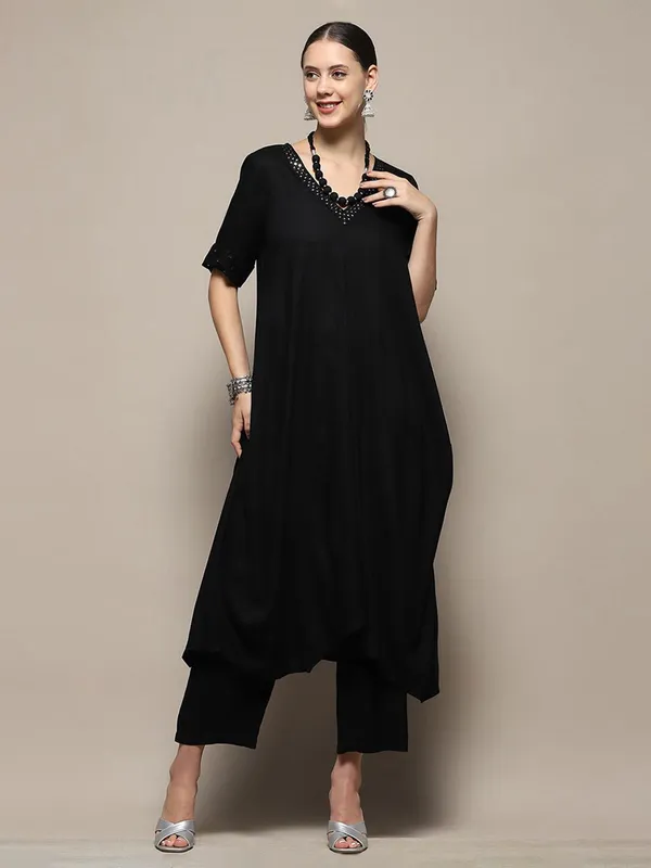 BIBA black rayon cotton kurti set