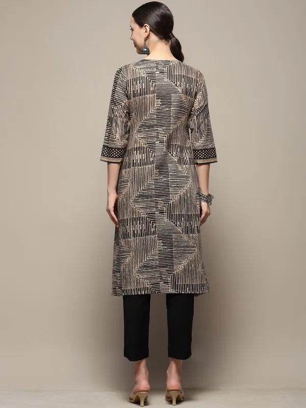 BIBA black zig-zag pattern cotton kurti