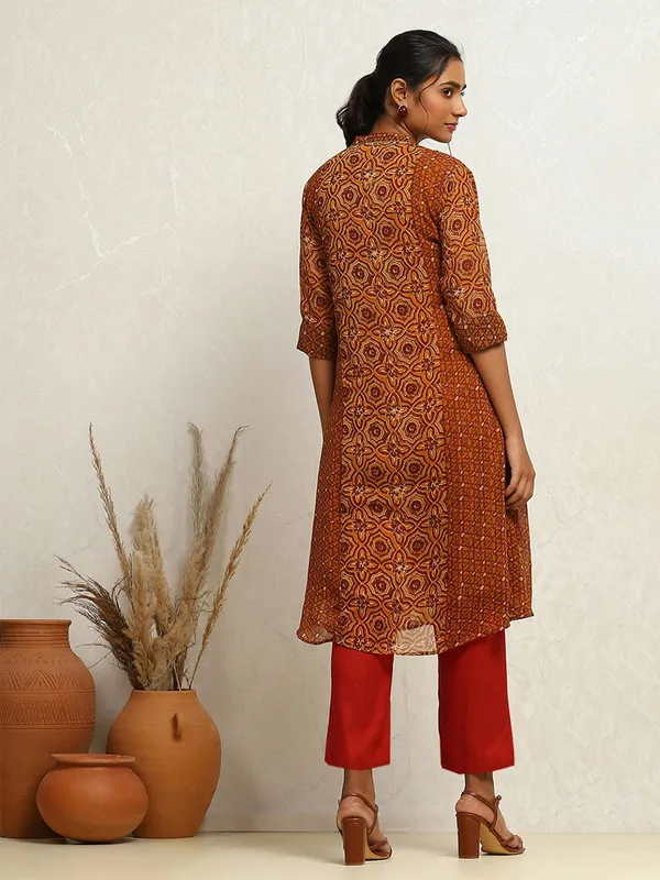 BIBA cotton mustard yellow printed kurti