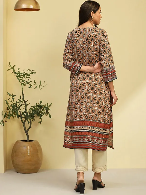 BIBA khaki and black printed kurti