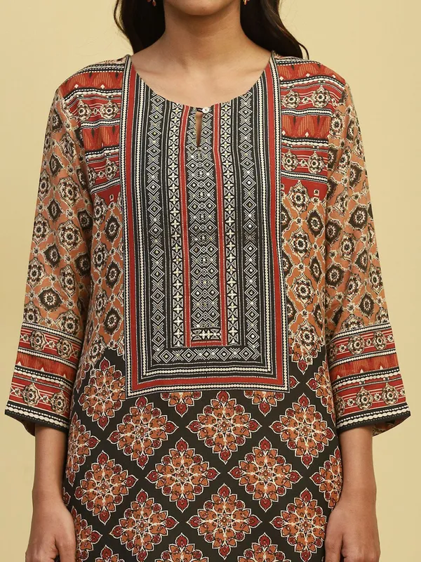 BIBA khaki and black printed kurti