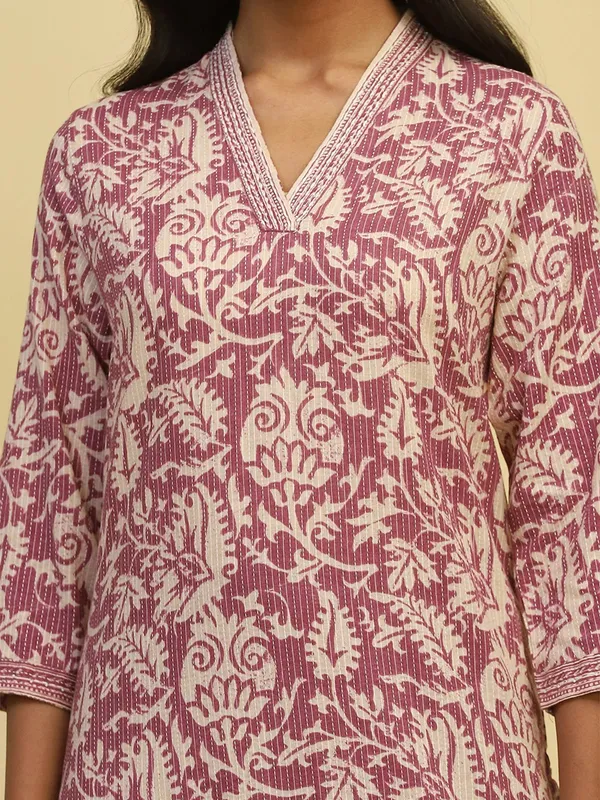 BIBA mauve pink cotton printed kurti