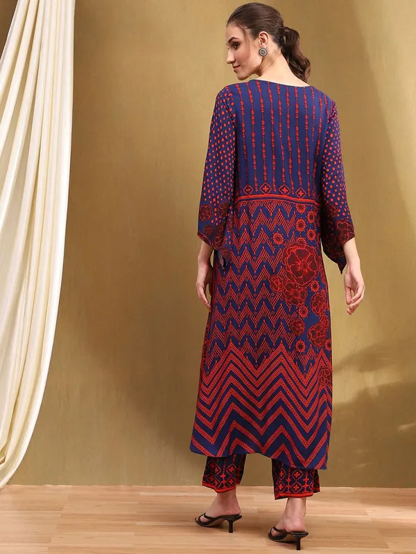 BIBA navy satin printed palazzo set