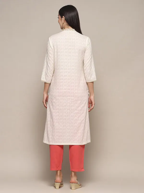 BIBA off-white cotton straight kurti