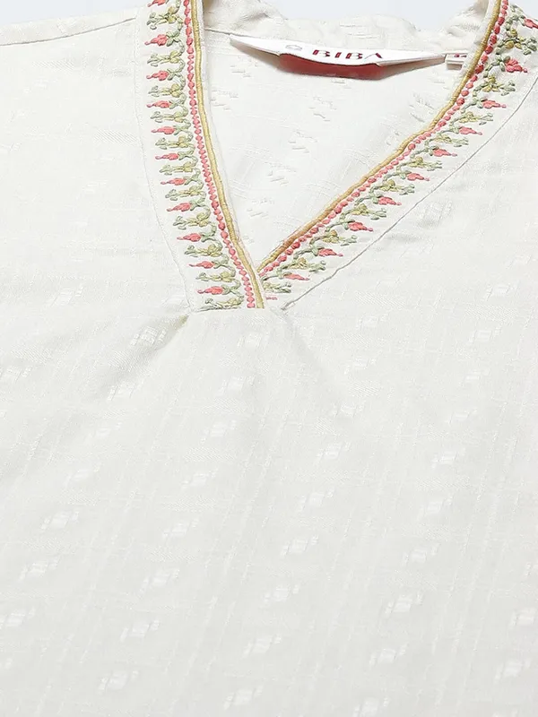 BIBA off-white cotton straight kurti