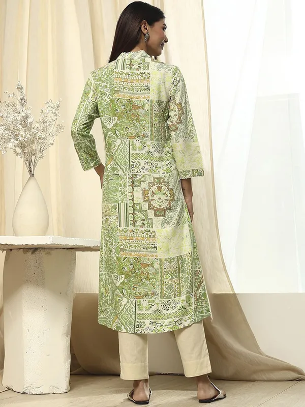 BIBA pista green silk printed kurti