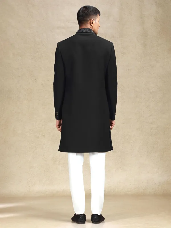Black aesthetic terry rayon indo western for mens wear