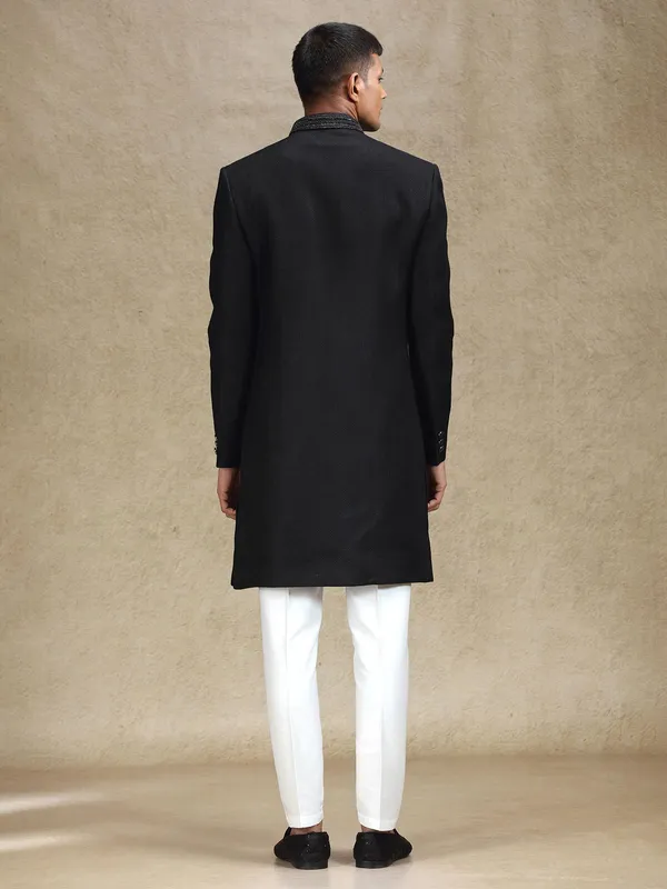 Black all time classy indo western in jute fabric
