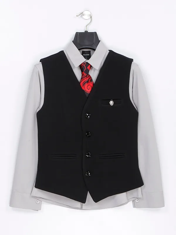 Black and grey silk waistcoat set