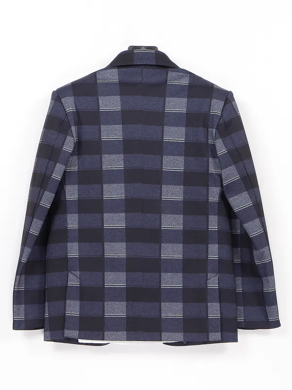 Black and navy checks terry rayon coat suit