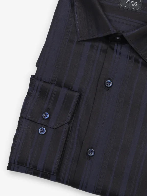 Black and navy striped cotton shirt