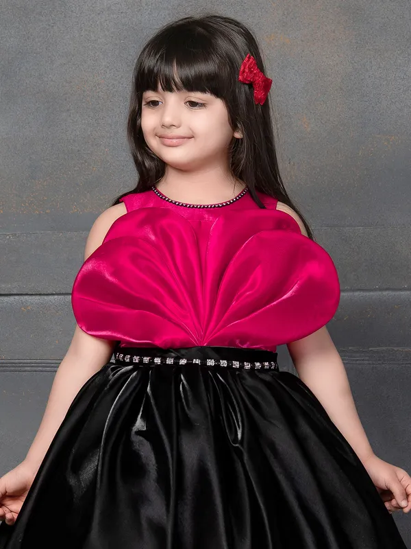 Black and red silk frock with diamonds
