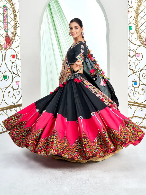 Black and red silk lehenga choli for navratri