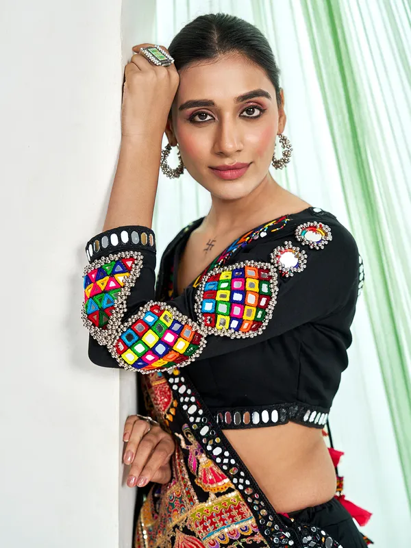 Black and red silk lehenga choli for navratri