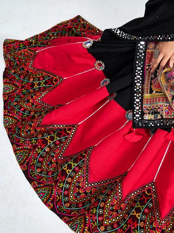 Black and red silk lehenga choli for navratri
