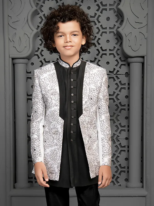 Black and White luxurious indo western for boys