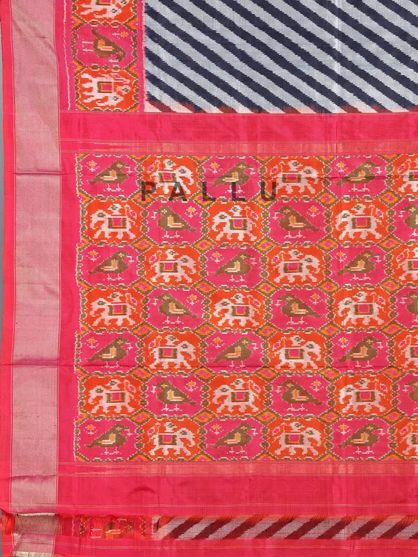 Black and white patola silk printed saree