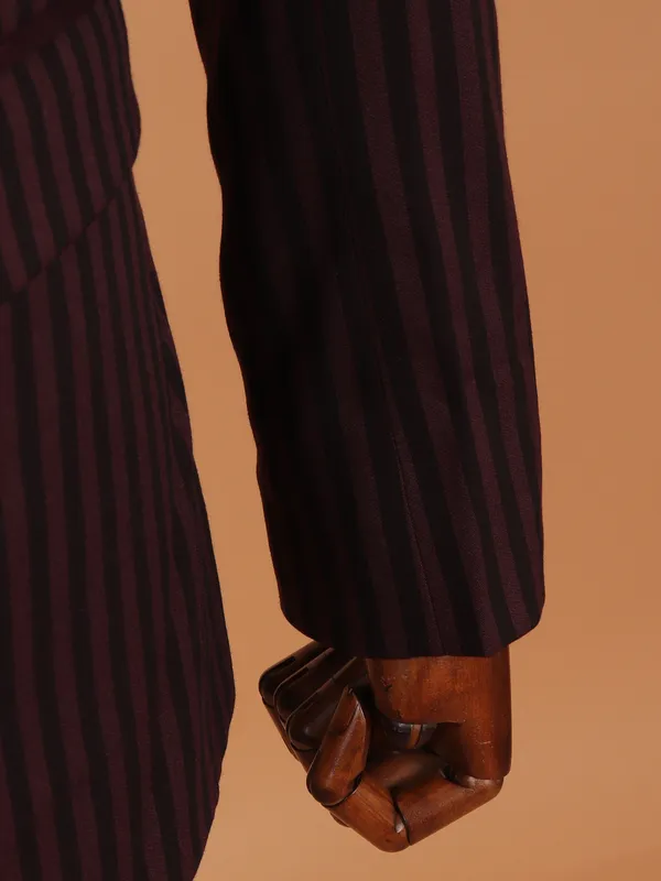 Black and wine cotton blazer for men
