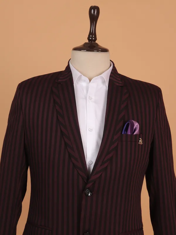 Black and wine cotton blazer for men