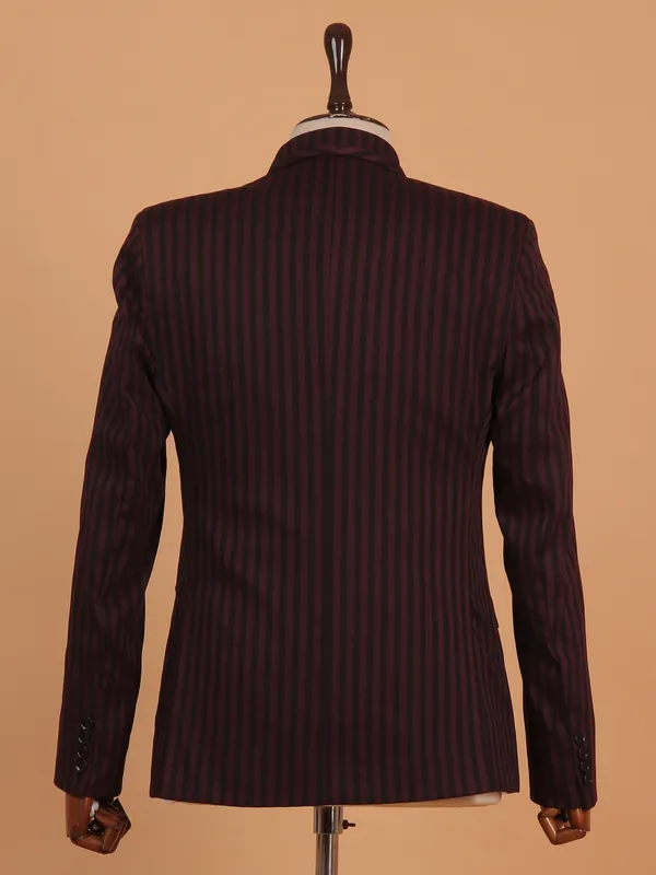 Black and wine cotton blazer for men