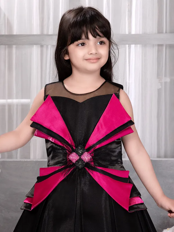 Black classy silk frock for girls